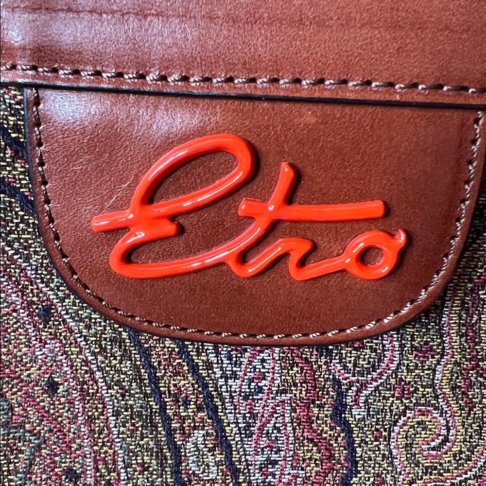 ETRO Brown Paisley Crossbody Bag with Orange Trim, Purple Tassel Like New - Picture 7 of 17
